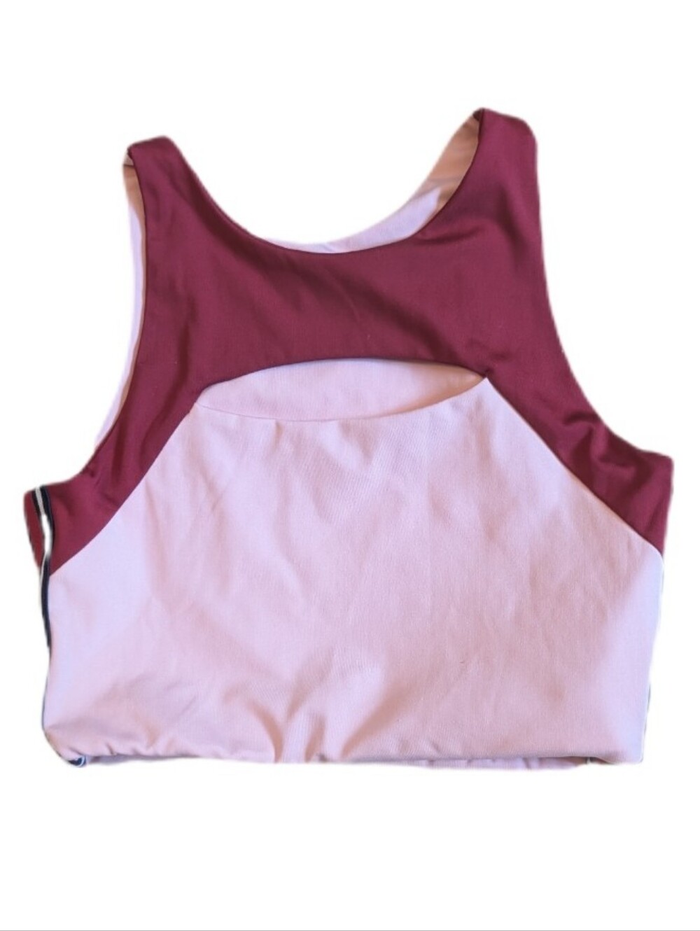 Guess Two-Tone Pink & Wine Striped Sides Athletic Top/Bra M